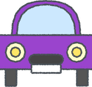 軽自動車 イラスト クレヨン風 パープル 正面 無料