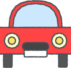 軽自動車 イラスト クレヨン風 レッド 正面 無料
