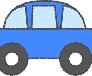 軽自動車 イラスト クレヨン風 ブルー 横向き 無料
