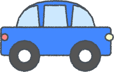軽自動車 イラスト クレヨン風 ブルー 横向き 無料