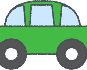 軽自動車 イラスト クレヨン風 グリーン 横向き 無料