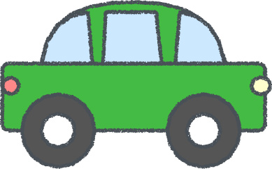 軽自動車 イラスト クレヨン風 グリーン 横向き 無料