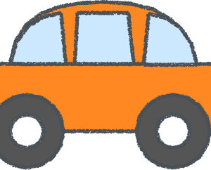 軽自動車 イラスト クレヨン風 オレンジ 横向き 無料