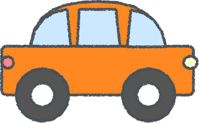 軽自動車 イラスト クレヨン風 オレンジ 横向き 無料
