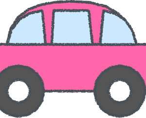 軽自動車 イラスト クレヨン風 ピンク 横向き 無料