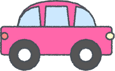 軽自動車 イラスト クレヨン風 ピンク 横向き 無料