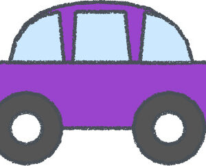 軽自動車 イラスト クレヨン風 パープル 横向き 無料