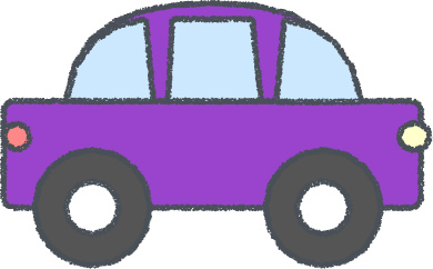 軽自動車 イラスト クレヨン風 パープル 横向き 無料