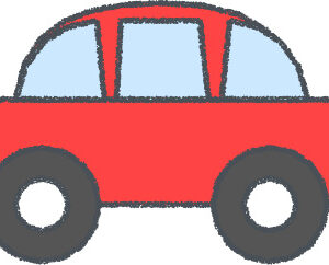 軽自動車 イラスト クレヨン風 レッド 横向き 無料