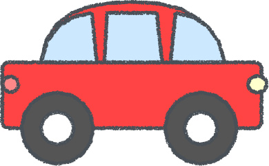 軽自動車 イラスト クレヨン風 レッド 横向き 無料