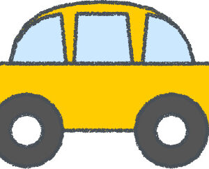 軽自動車 イラスト クレヨン風 イエロー 横向き 無料