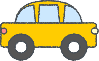 軽自動車 イラスト クレヨン風 イエロー 横向き 無料