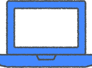 ノートパソコン イラスト クレヨン風 ブルー ビジネス 無料