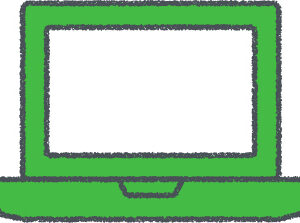 ノートパソコン イラスト クレヨン風 グリーン ビジネス 無料