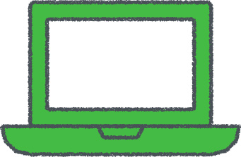 ノートパソコン イラスト クレヨン風 グリーン ビジネス 無料