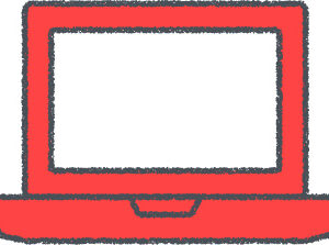 ノートパソコン イラスト クレヨン風 レッド ビジネス 無料