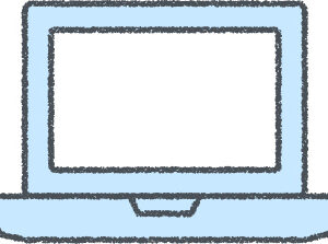 ノートパソコン イラスト クレヨン風 スカイブルー ビジネス 無料