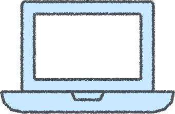 ノートパソコン イラスト クレヨン風 スカイブルー ビジネス 無料