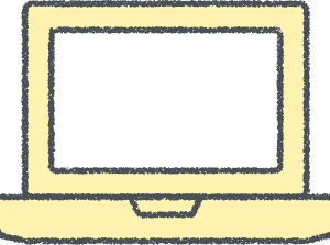 ノートパソコン イラスト クレヨン風 イエロー ビジネス 無料