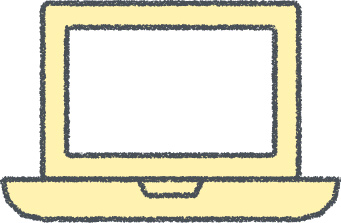 ノートパソコン イラスト クレヨン風 イエロー ビジネス 無料