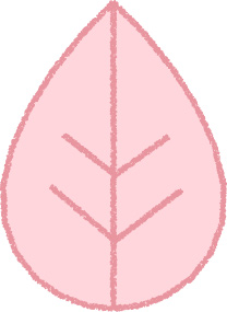 濡れた葉っぱ イラスト ピンク 梅雨 シンプル クレヨン風 かわいい おたより 資料 無料
