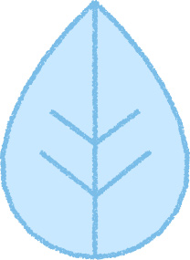 濡れた葉っぱ イラスト 水色 梅雨 シンプル クレヨン風 かわいい おたより 資料 無料