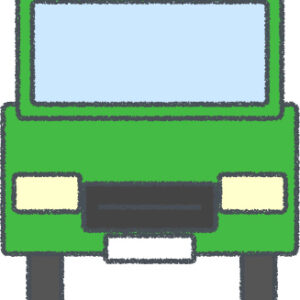 ミニバン イラスト クレヨン風 グリーン 正面 無料