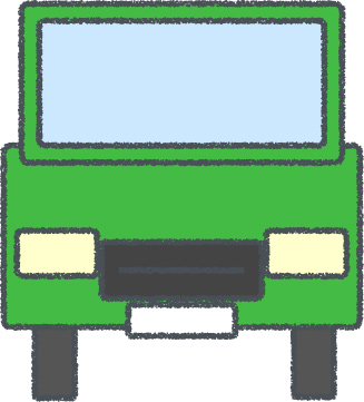 ミニバン イラスト クレヨン風 グリーン 正面 無料