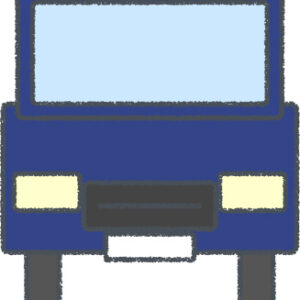 ミニバン イラスト クレヨン風 ネイビー 正面 無料