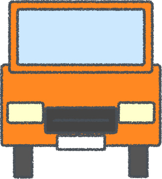 ミニバン イラスト クレヨン風 オレンジ 正面 無料