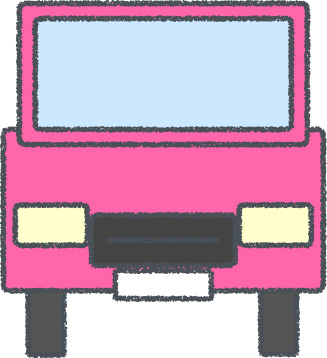 ミニバン イラスト クレヨン風 ピンク 正面 無料