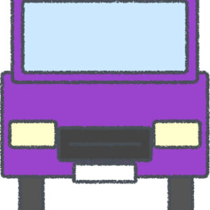 ミニバン イラスト クレヨン風 パープル 正面 無料