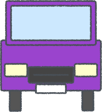 ミニバン イラスト クレヨン風 パープル 正面 無料