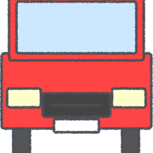 ミニバン イラスト クレヨン風 レッド 正面 無料