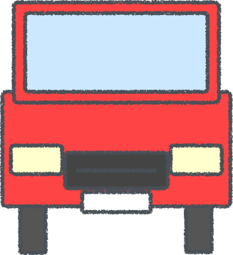 ミニバン イラスト クレヨン風 レッド 正面 無料