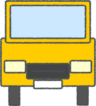ミニバン イラスト クレヨン風 イエロー 正面 無料