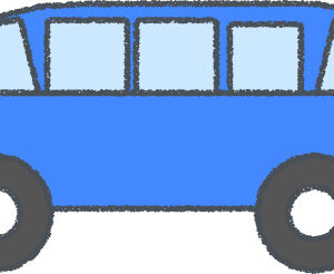 ミニバン イラスト クレヨン風 ブルー 横向き 無料