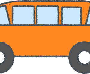 ミニバン イラスト クレヨン風 オレンジ 横向き 無料