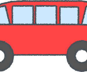 ミニバン イラスト クレヨン風 レッド 横向き 無料