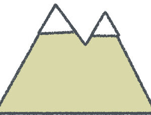 山 イラスト クレヨン風 カーキ 自然 無料