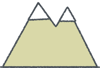 山 イラスト クレヨン風 カーキ 自然 無料
