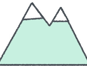 山 イラスト クレヨン風 ミント 自然 無料