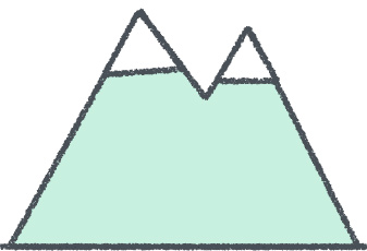 山 イラスト クレヨン風 ミント 自然 無料