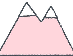 山 イラスト クレヨン風 ピンク 自然 無料