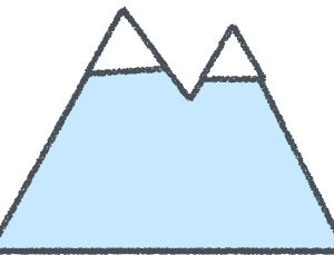 山 イラスト クレヨン風 スカイブルー 自然 無料