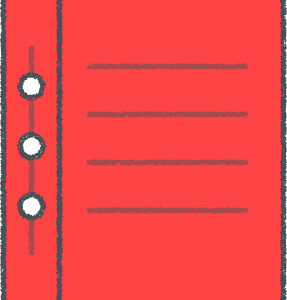 ノート イラスト レッド クレヨン風 学校・勉強 無料