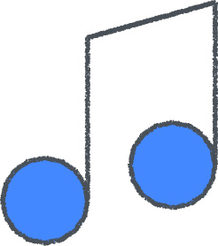 音符 イラスト ブルー クレヨン風 音楽・学校 無料