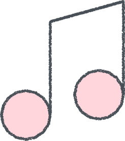 音符 イラスト ピンク クレヨン風 音楽・学校 無料