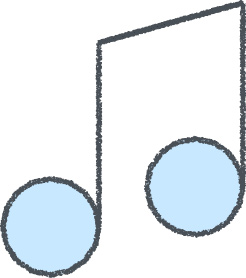 音符 イラスト スカイブルー クレヨン風 音楽・学校 無料