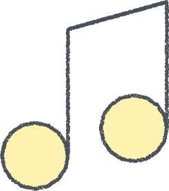 音符 イラスト イエロー クレヨン風 音楽・学校 無料